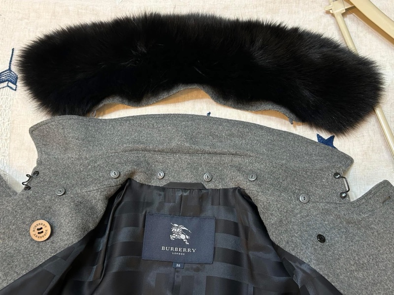 BURBERRY LONDON灰色軍裝羊毛大衣-7