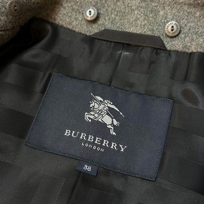 BURBERRY LONDON灰色軍裝羊毛大衣-10
