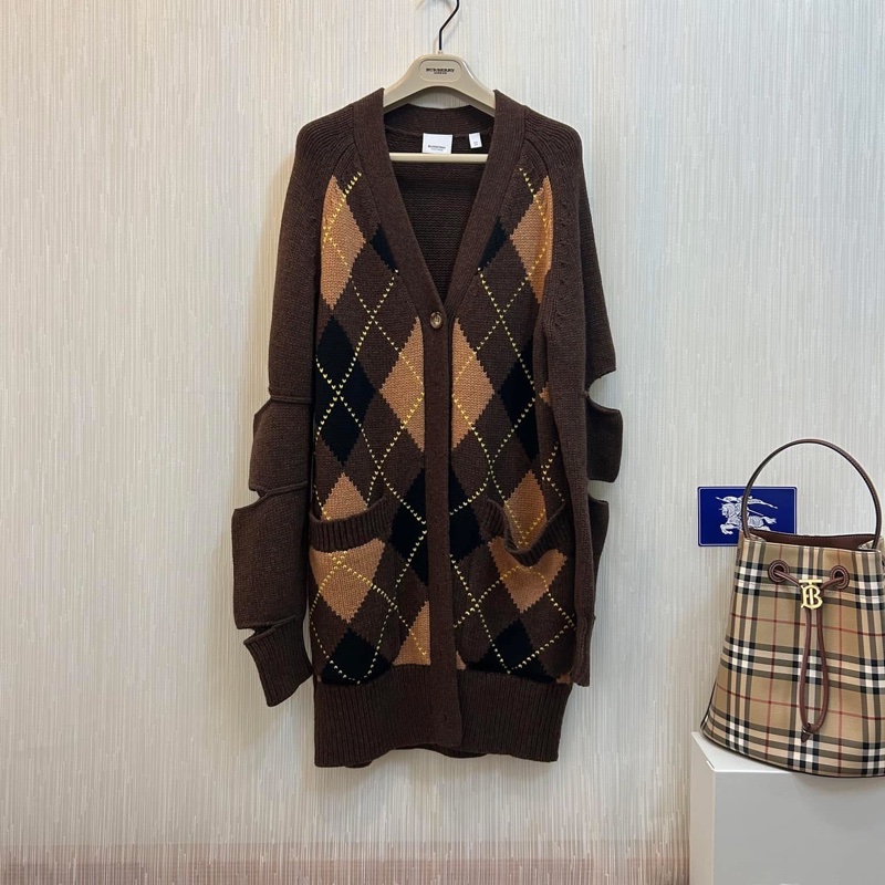 BURBERRY英國黑標菱形嵌花羊毛混紡外套-4