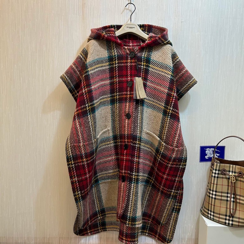 BURBERRY英國黑標經典格紋連帽斗篷-0