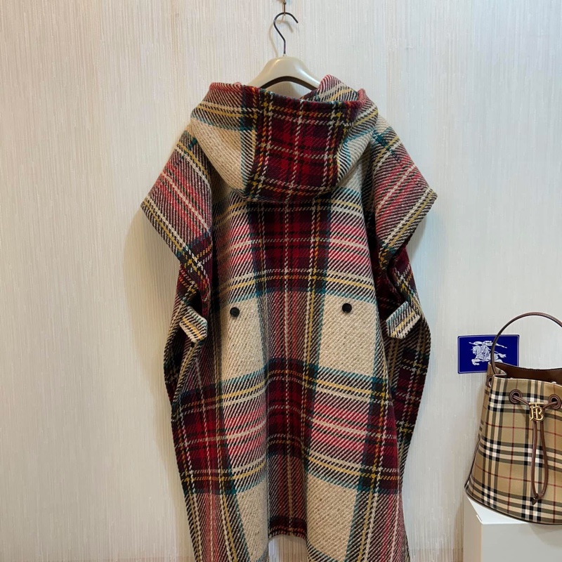 BURBERRY英國黑標經典格紋連帽斗篷-1