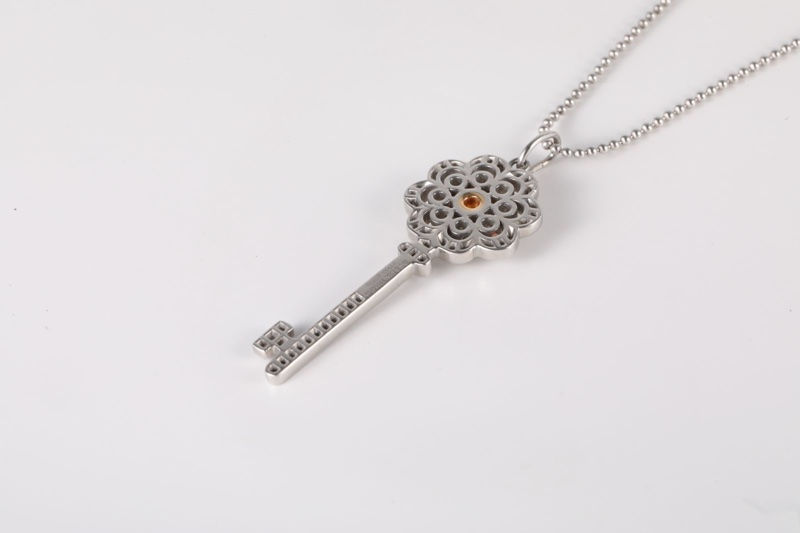 TIFFANY&CO(蒂芙尼) 18K白金 鑽石 pt950 太陽花 小號 3.2cm 鑰匙項鏈-2