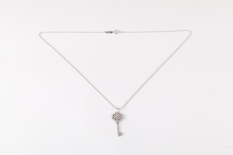 TIFFANY&CO(蒂芙尼) 18K白金 鑽石 pt950 太陽花 小號 3.2cm 鑰匙項鏈-5