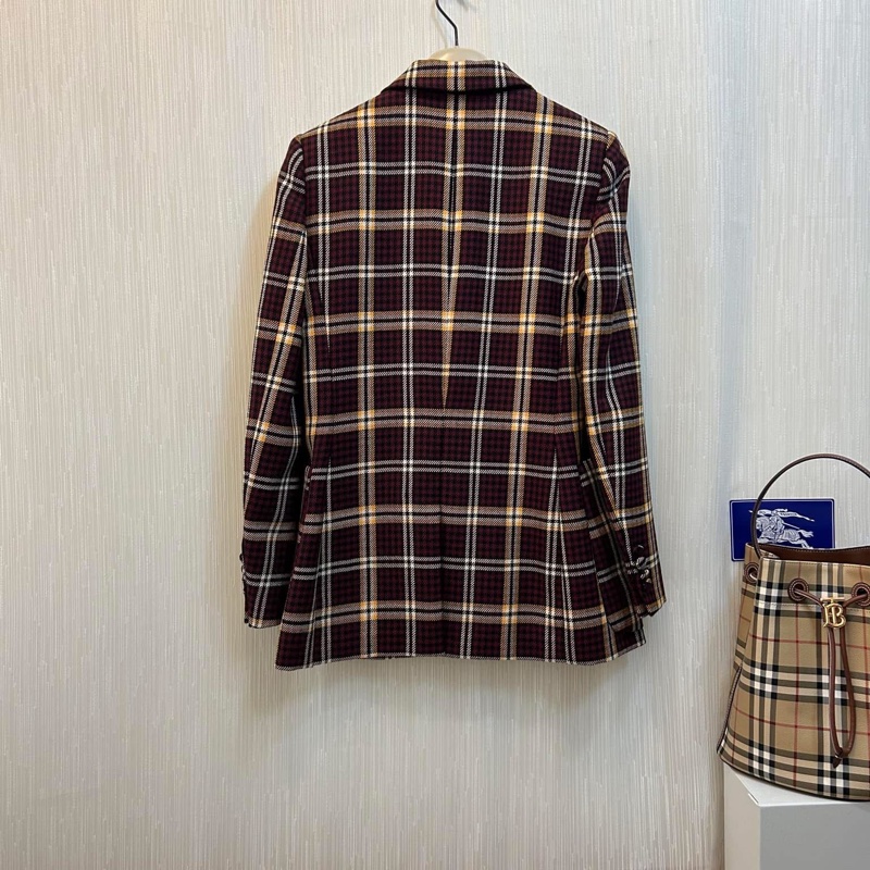 BURBERRY 英國黑標酒紅格紋西裝外套-2
