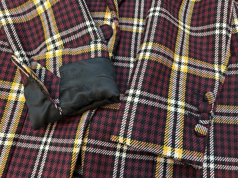 BURBERRY 英國黑標酒紅格紋西裝外套-4