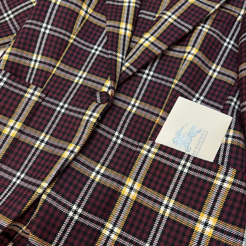 BURBERRY 英國黑標酒紅格紋西裝外套-5