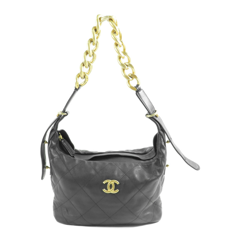 CHANEL 牛皮皮革Hobo Bag金扣肩背袋-0