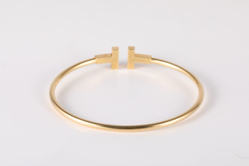 TIFFANY&CO(蒂芙尼) Tiffany T 線圈手鐲 中號 滿鑽 18K黃金/鑽石 16號 黃金 18K-1