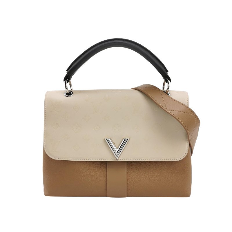 Louis Vuitton (LV) Very One Handle 牛皮 拼色 老花 壓紋 單肩包 晶片款-0