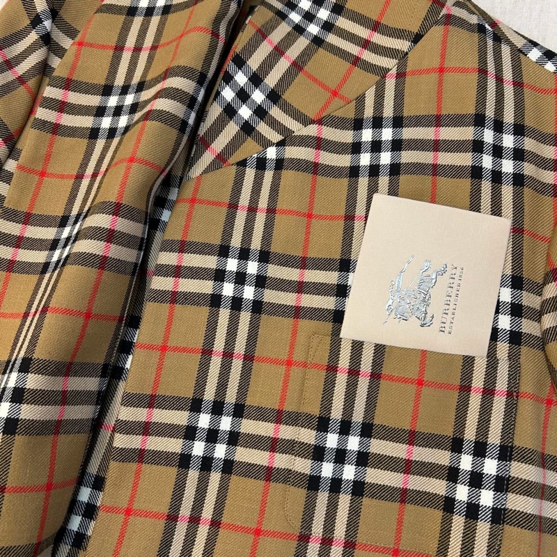 BURBERRY英國黑標格紋羊毛大衣S-15