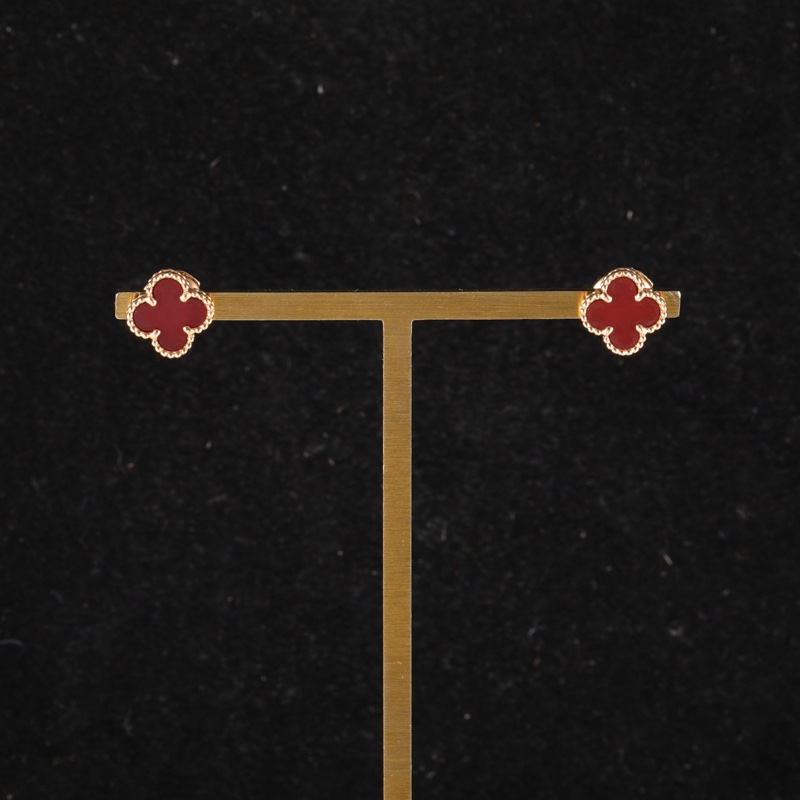 VAN CLEEF&ARPELS(梵克雅寶) Sweet Alhambra 小號單花耳釘 18K玫瑰金/紅玉髓 玫瑰金-0