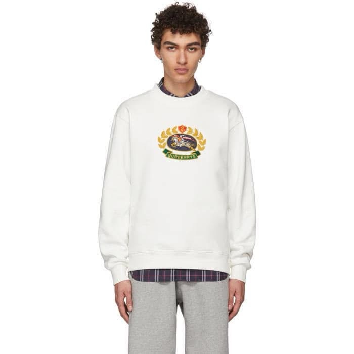 BURBERRY英國黑標男款刺繡白色衛衣-0