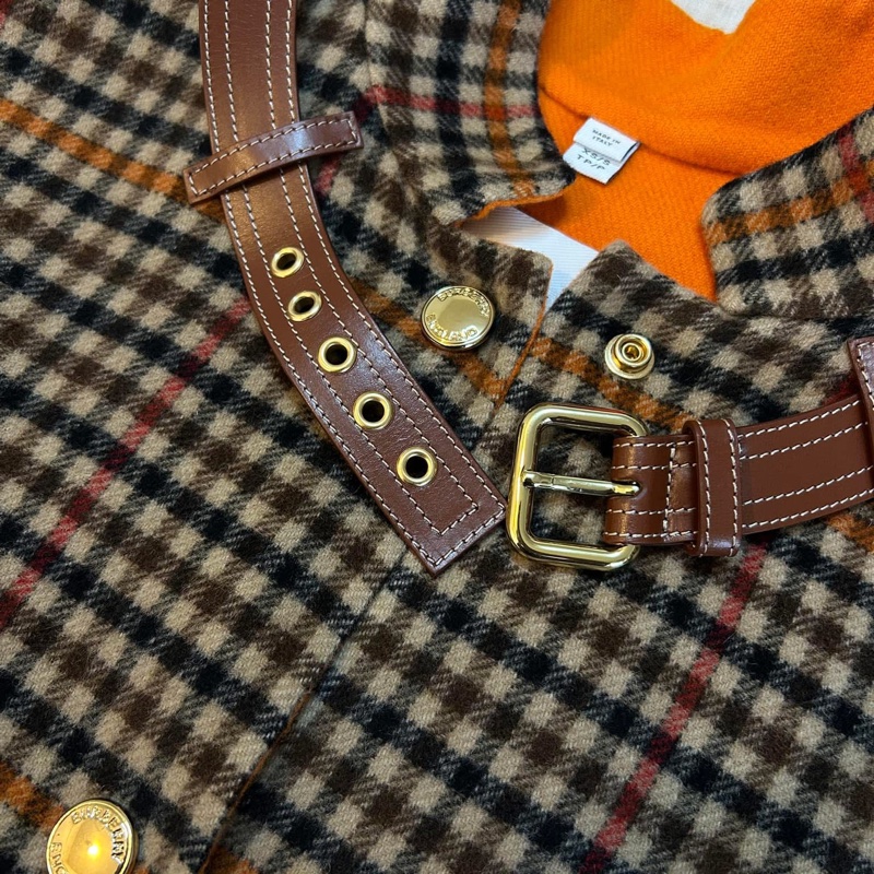 BURBERRY英國黑標雙面格紋披肩斗篷XS/S-5