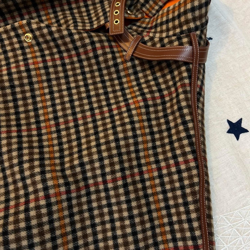 BURBERRY英國黑標雙面格紋披肩斗篷XS/S-9