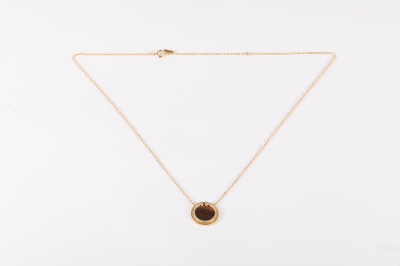 TIFFANY&CO(蒂芙尼)  18K黃金 鑽石 虎眼石 黃金 T系列 圓餅 鑲鑽 項鏈 18K-5