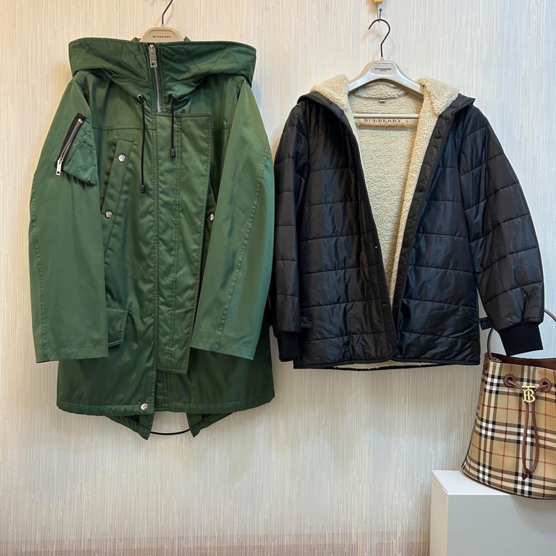 BURBERRY英國黑標草綠色兩件式風衣-5