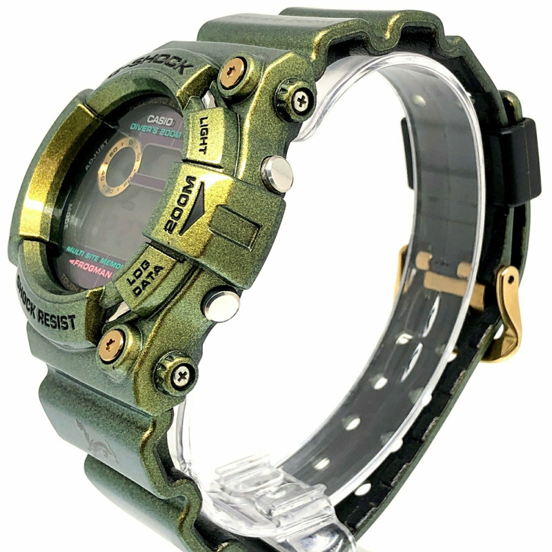 G-SHOCK CASIO FROGMAN GOLD DEFENDER 腕錶 GW-200GM-9 強韌太陽能偏光塗層 四大守護神 白虎 金色 2002 年 3 月發售 三國丘商店 商品編號 1FCZ6528-2