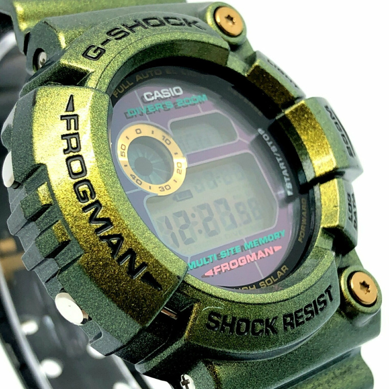 G-SHOCK CASIO FROGMAN GOLD DEFENDER 腕錶 GW-200GM-9 強韌太陽能偏光塗層 四大守護神 白虎 金色 2002 年 3 月發售 三國丘商店 商品編號 1FCZ6528-3