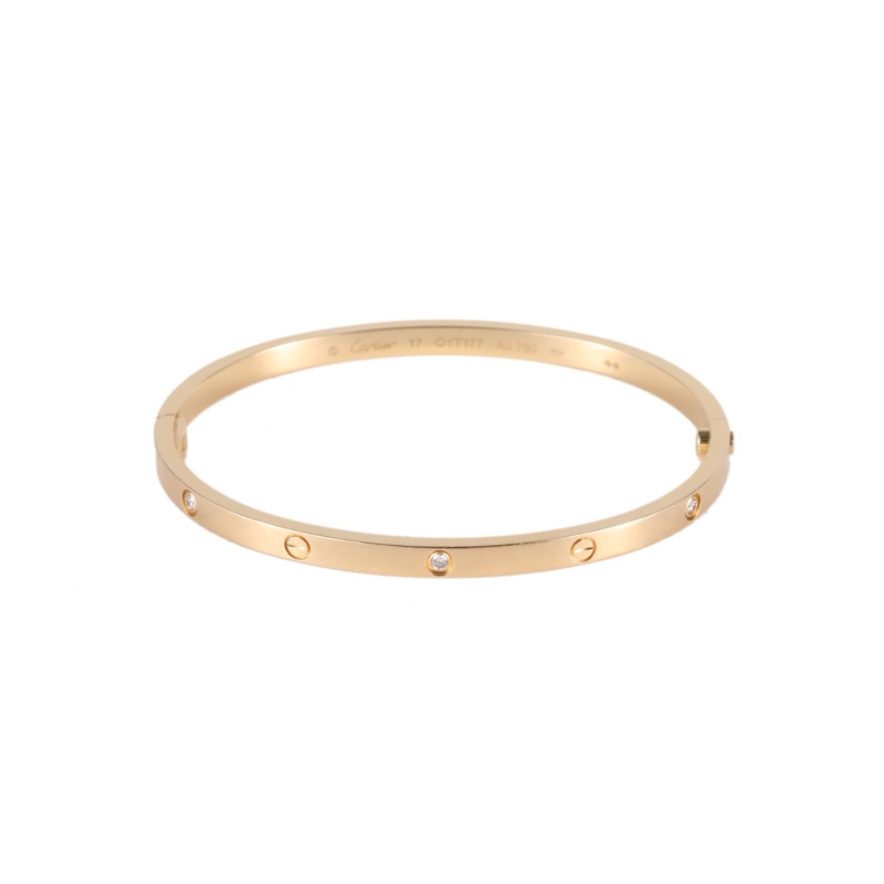 CARTIER(卡地亞) LOVE 18K金 六鑽 窄版手鐲 18K黃金/鑽石 17號 黃金 18K-4