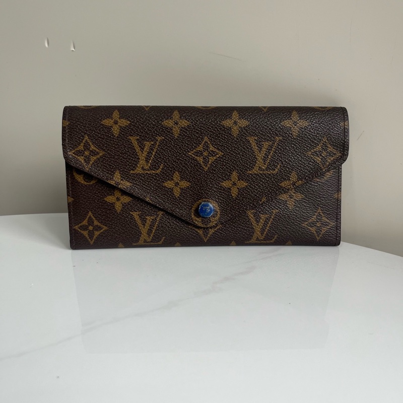 lv/路易威登 老花藍色豆豆長款錢包 銀包-0