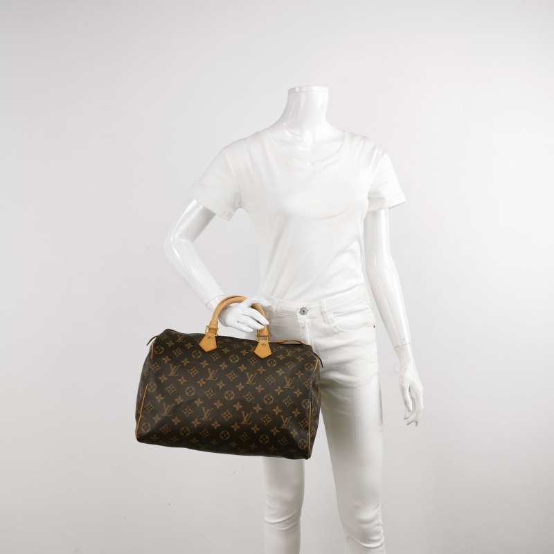 Louis Vuitton (LV) Speedy35 植鞣革 Monogram印花 波士頓包 手提包-2