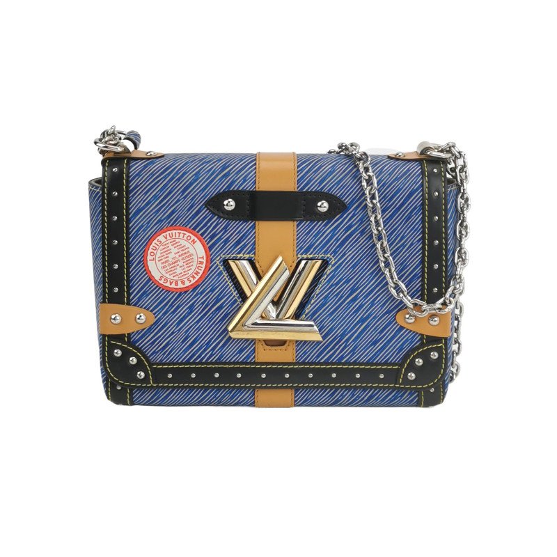 Louis Vuitton (LV) Twist 中型 牛皮 拼色 釘鑽裝飾 旋轉鎖扣 斜背包 單肩包-0