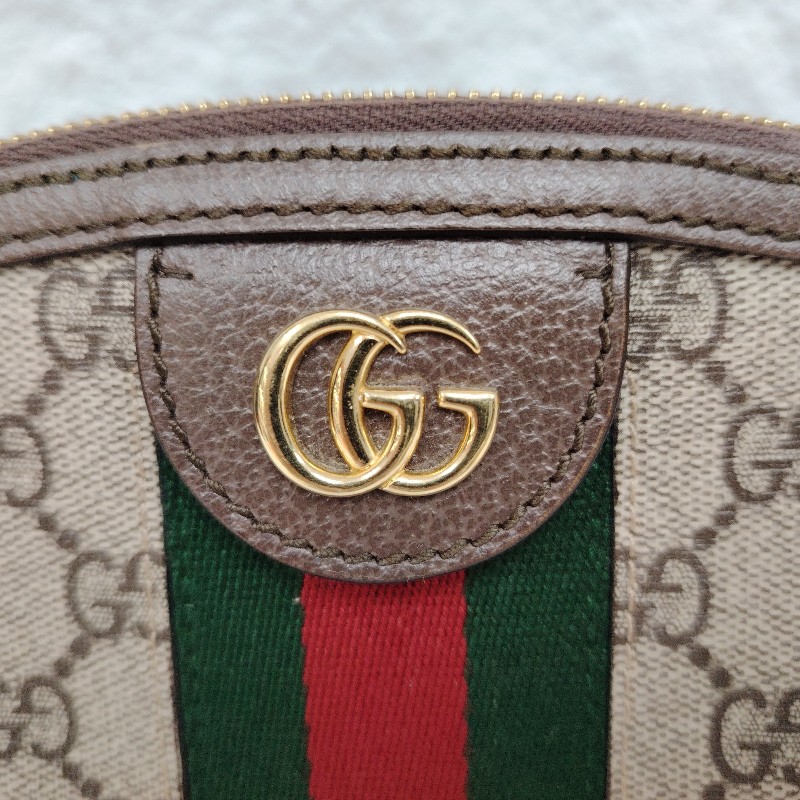GUCCI Ophidia 鳥木色拼多色 老花 塗層帆布拼牛皮 貝殼包-3