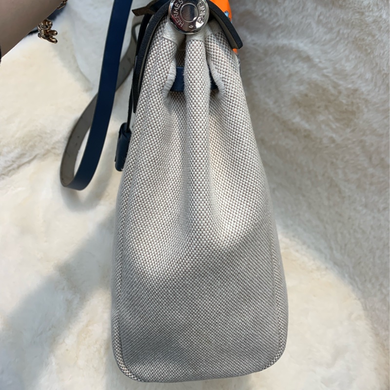 HERMES HER BAG 藍色皮拼布 XB663-3