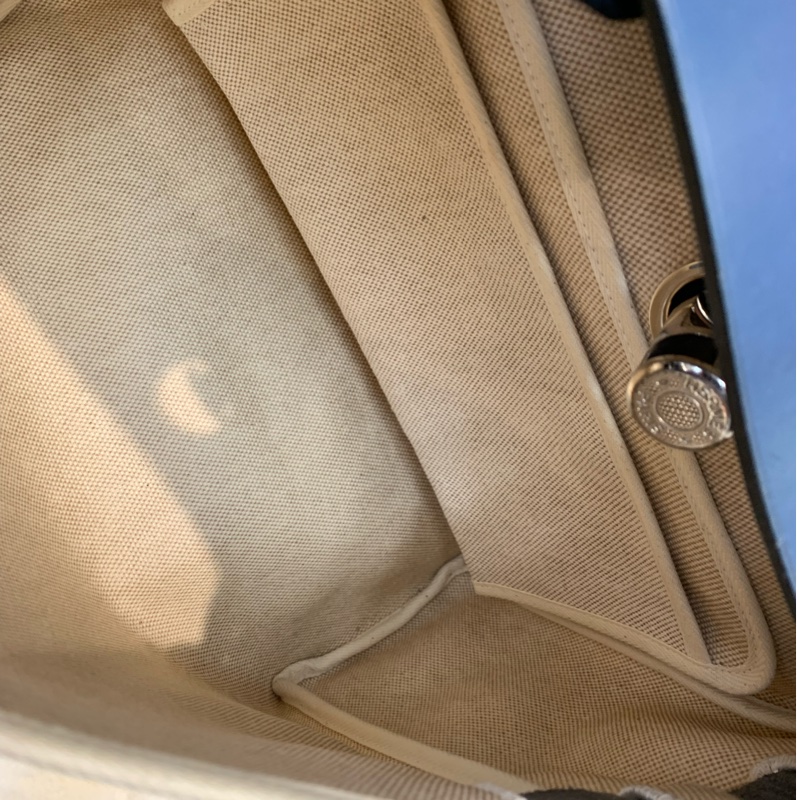 HERMES HER BAG 藍色皮拼布 XB663-9