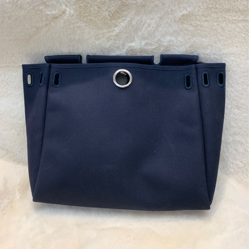 HERMES HER BAG 藍色皮拼布 XB663-10