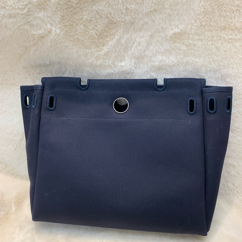 HERMES HER BAG 藍色皮拼布 XB663-11