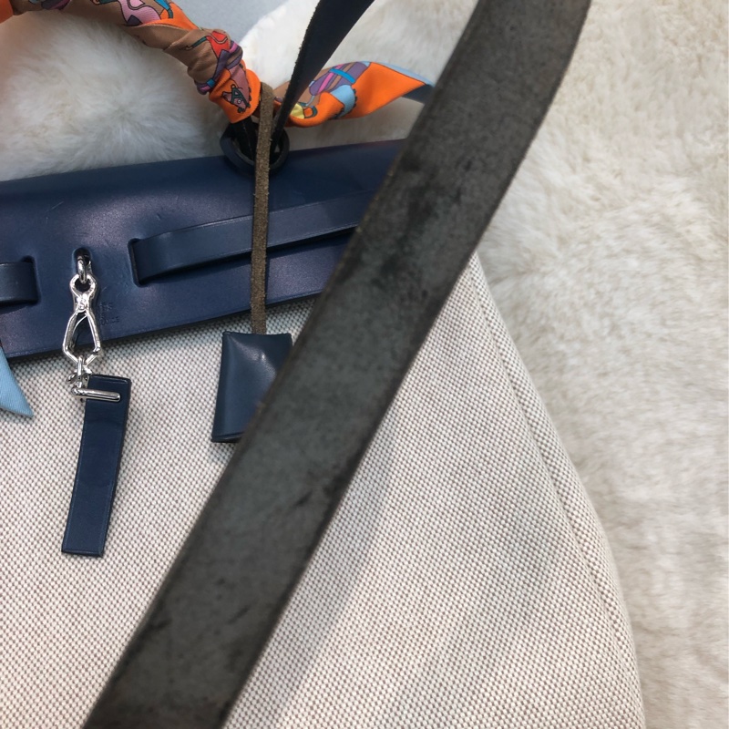 HERMES HER BAG 藍色皮拼布 XB663-16