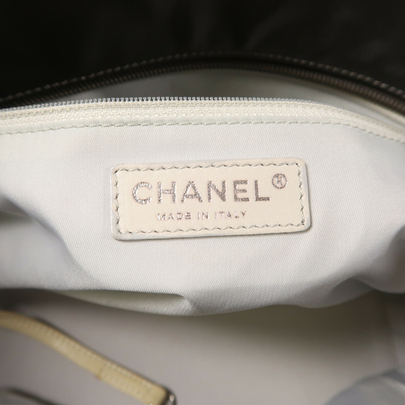 CHANEL 塗層帆布Paris Biarritz銀扣手挽袋-5