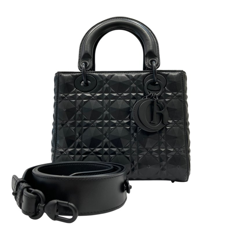 DIOR 迪奧 Cannage LADY DIOR 皮革手提斜背包 黑色-0