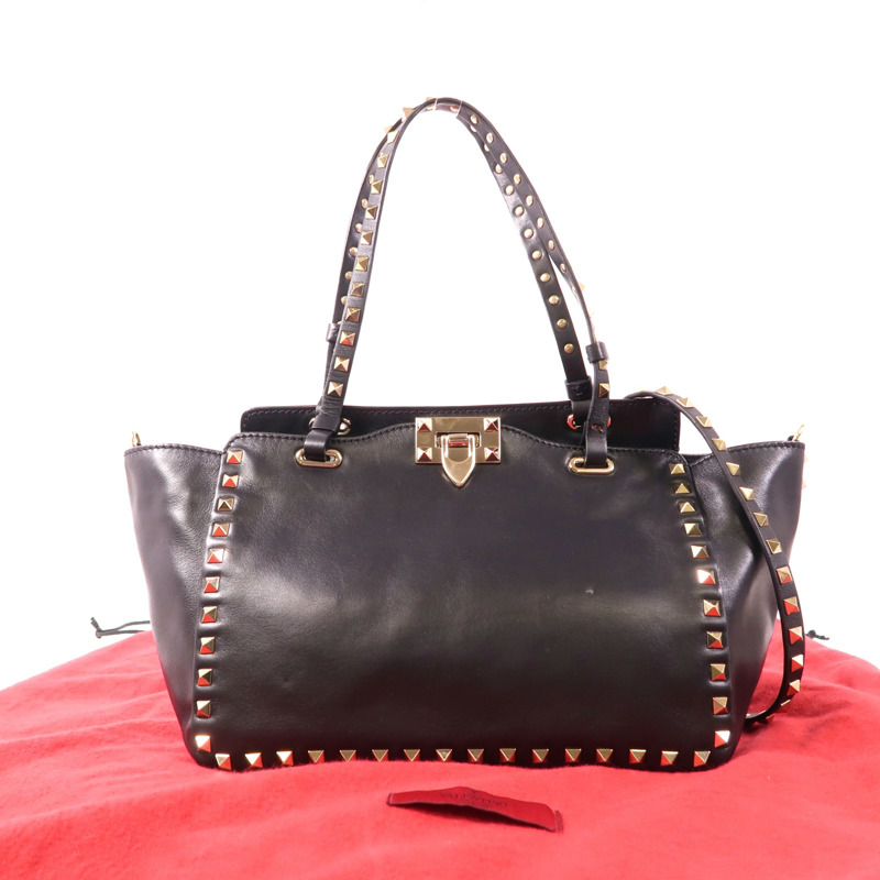 Valentino 牛皮皮革2 Way Shoulder金扣手挽肩背兩用袋-8