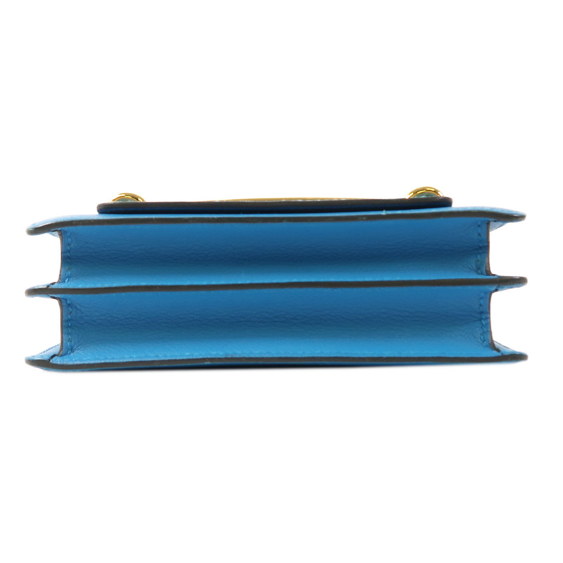 HERMES Evercolor皮革Mini Roulis金扣肩背袋Bleu Zanzibar-3