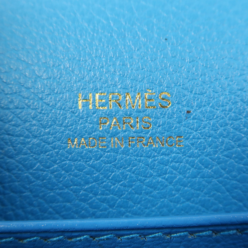 HERMES Evercolor皮革Mini Roulis金扣肩背袋Bleu Zanzibar-5