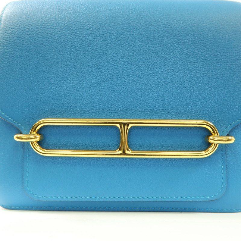 HERMES Evercolor皮革Mini Roulis金扣肩背袋Bleu Zanzibar-8