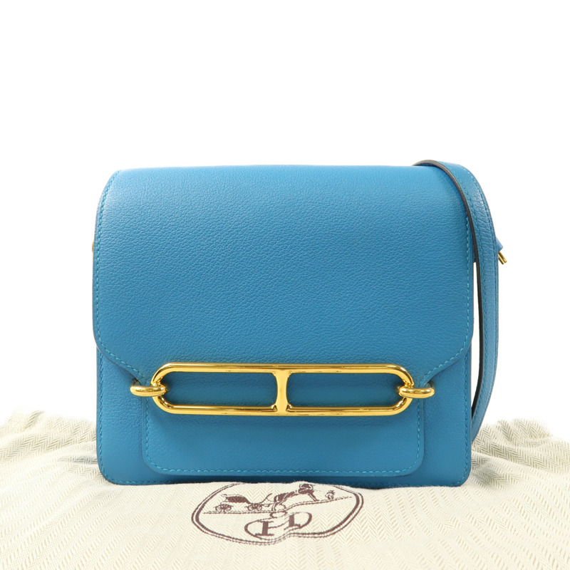 HERMES Evercolor皮革Mini Roulis金扣肩背袋Bleu Zanzibar-9