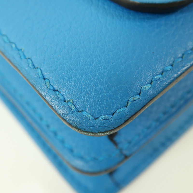 HERMES Evercolor皮革Mini Roulis金扣肩背袋Bleu Zanzibar-11