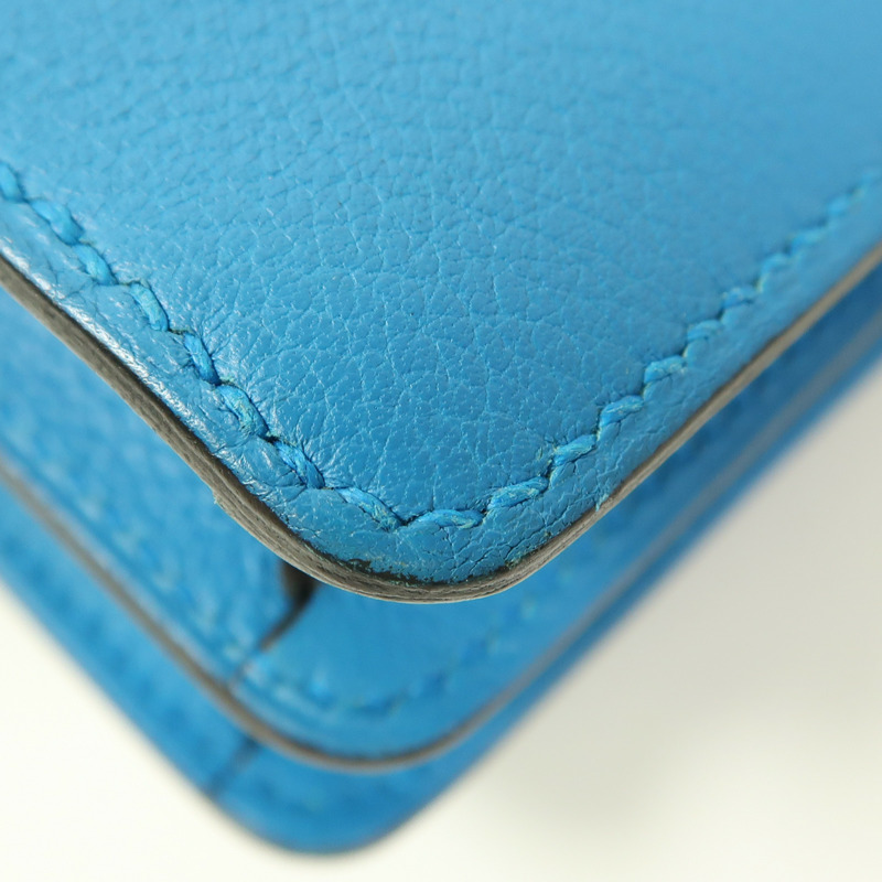 HERMES Evercolor皮革Mini Roulis金扣肩背袋Bleu Zanzibar-12