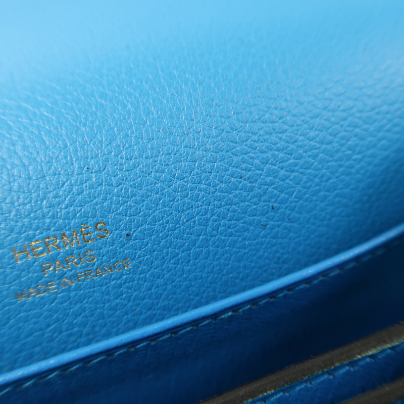 HERMES Evercolor皮革Mini Roulis金扣肩背袋Bleu Zanzibar-15