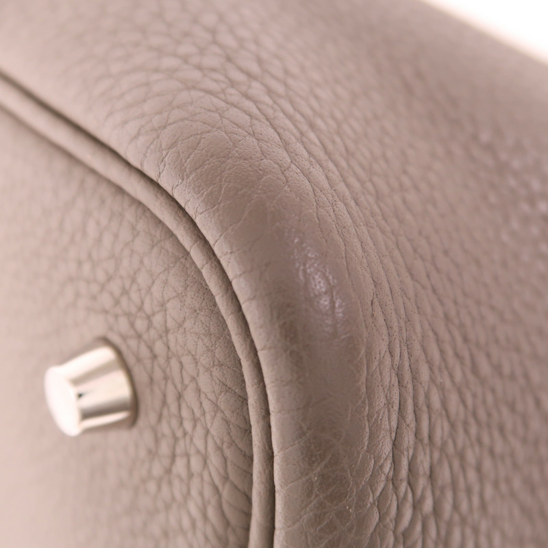 HERMES Clemence皮革Picotin MM銀扣手挽袋Etain-10