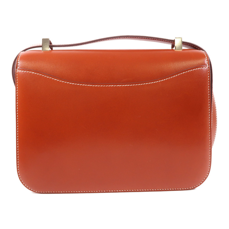 HERMES Box Calf皮革Constance 24銀扣肩背袋Brique-1