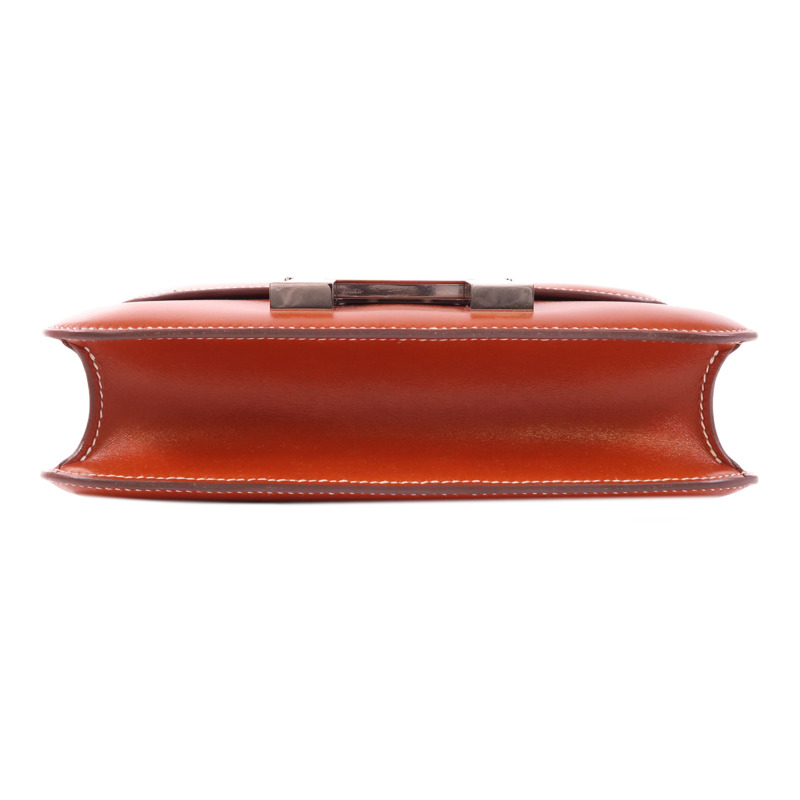 HERMES Box Calf皮革Constance 24銀扣肩背袋Brique-3