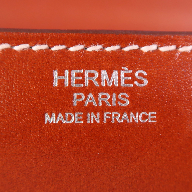 HERMES Box Calf皮革Constance 24銀扣肩背袋Brique-6