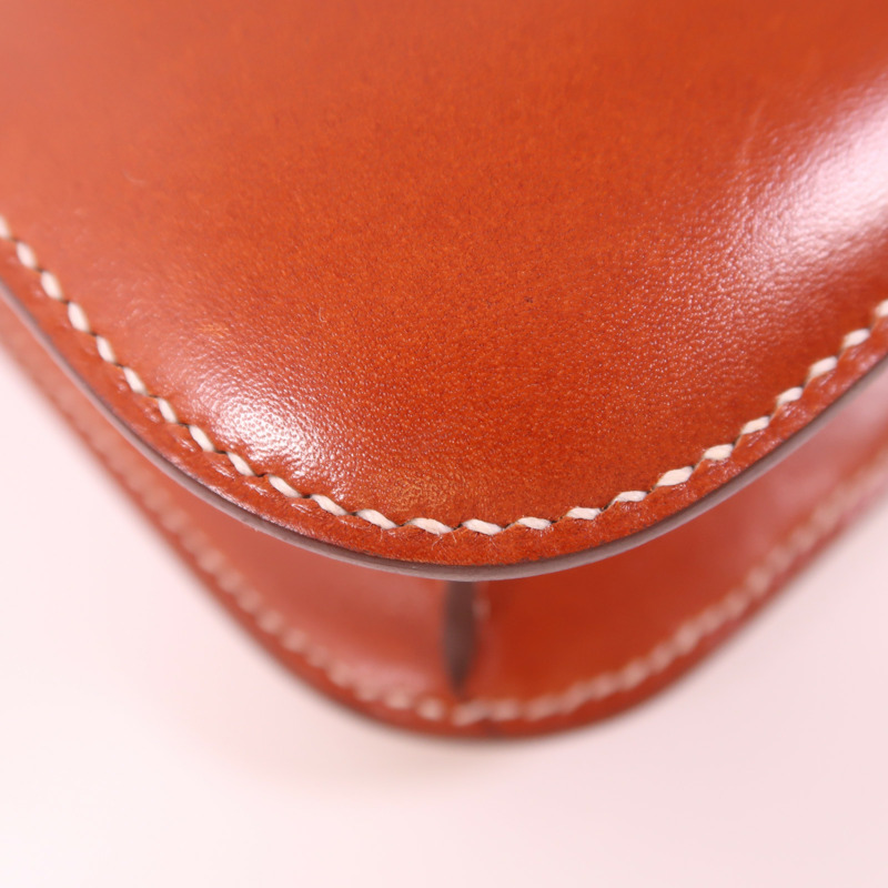 HERMES Box Calf皮革Constance 24銀扣肩背袋Brique-11