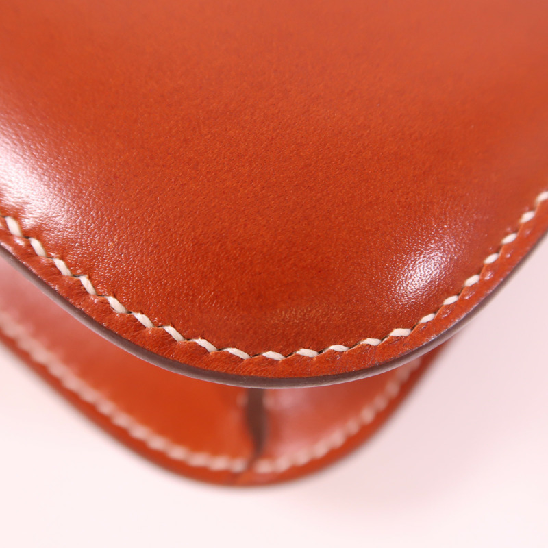 HERMES Box Calf皮革Constance 24銀扣肩背袋Brique-12