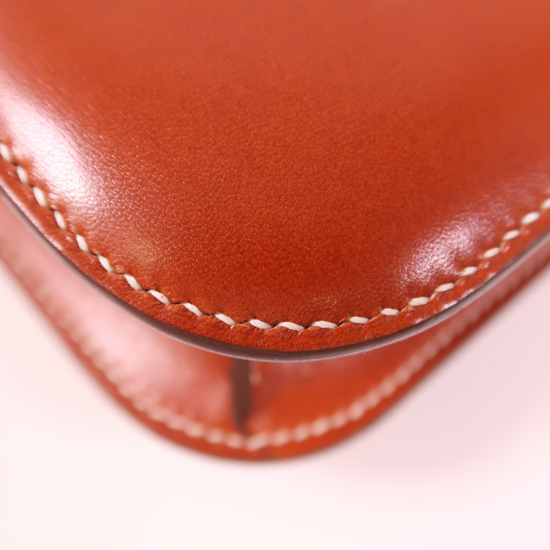 HERMES Box Calf皮革Constance 24銀扣肩背袋Brique-13