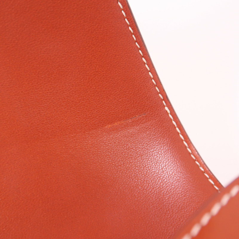 HERMES Box Calf皮革Constance 24銀扣肩背袋Brique-14